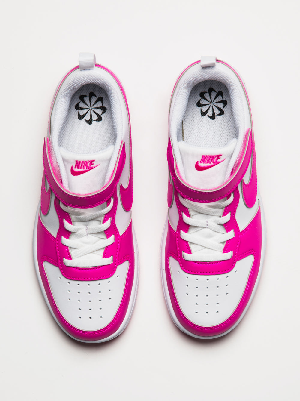 KIDS NIKE COURT BOROUGH LOW RECRAFT SHOES - WHITE/LASER FUCHSIA