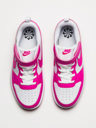 KIDS NIKE COURT BOROUGH LOW RECRAFT SHOES - WHITE/LASER FUCHSIA