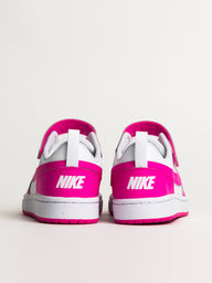 KIDS NIKE COURT BOROUGH LOW RECRAFT SHOES - WHITE/LASER FUCHSIA