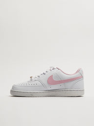 WOMENS NIKE COURT VISION LOW SNEAKER - WHITE/PINK