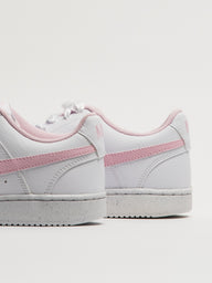 WOMENS NIKE COURT VISION LOW SNEAKER - WHITE/PINK