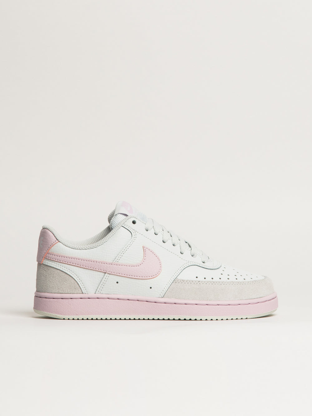 WOMENS NIKE COURT VISION LO SUEDE SNEAKER - WHITE/PINK