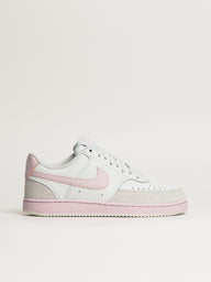 WOMENS NIKE COURT VISION LO SUEDE SNEAKER - WHITE/PINK