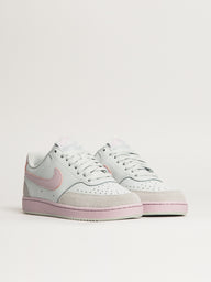 WOMENS NIKE COURT VISION LO SUEDE SNEAKER - WHITE/PINK
