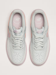 WOMENS NIKE COURT VISION LO SUEDE SNEAKER - WHITE/PINK