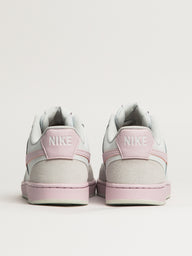 WOMENS NIKE COURT VISION LO SUEDE SNEAKER - WHITE/PINK
