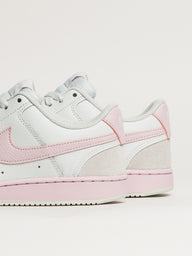 WOMENS NIKE COURT VISION LO SUEDE SNEAKER - WHITE/PINK