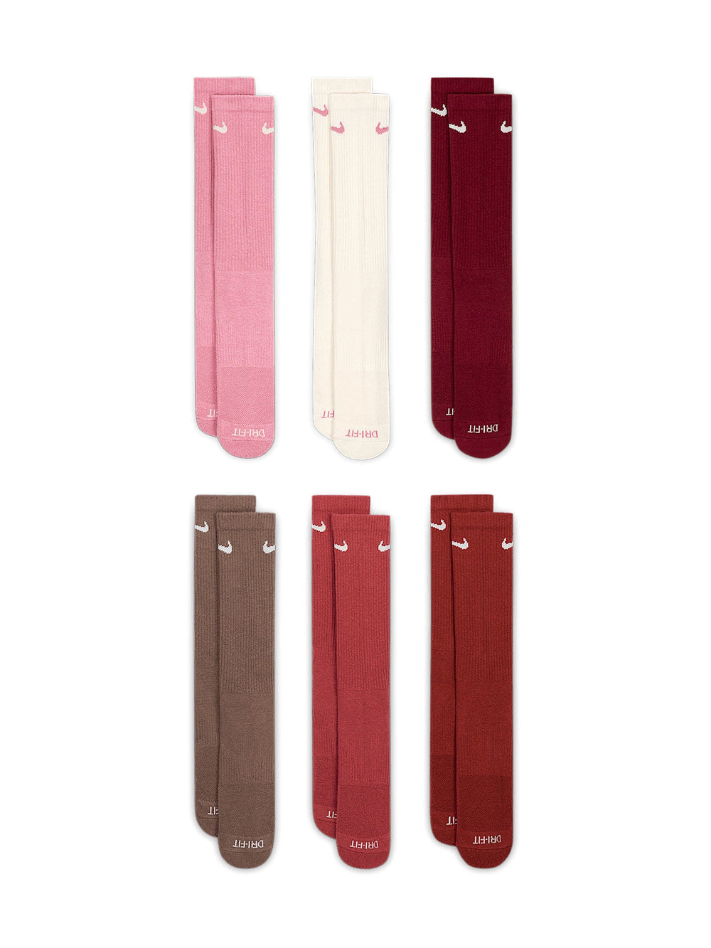 NIKE EVERYDAY CUSHIONED DRI-FIT CREW SOCKS 6 PACK