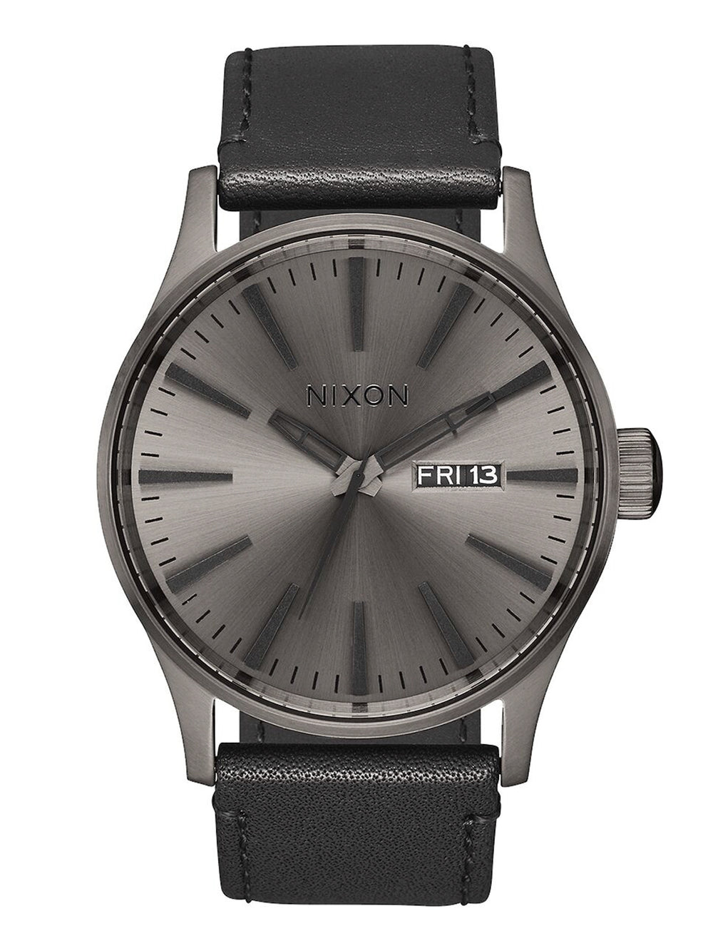NIXON SENTRY LEATHER - GUNMETAL/BLACK WATCH