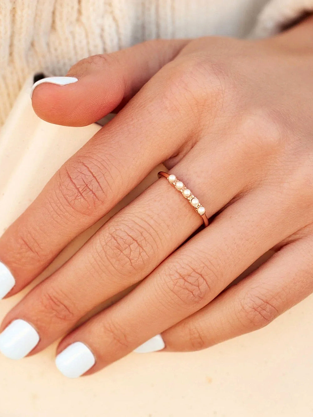 PURA VIDA MINI PEARL PAVE RING - CLEARANCE