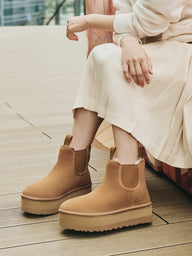 WOMENS UGG NEUMEL PLATFORM CHELSEA BOOT - CHESTNUT - CLEARANCE