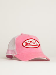 VON DUTCH VELVET TRUCKER HAT - PINK