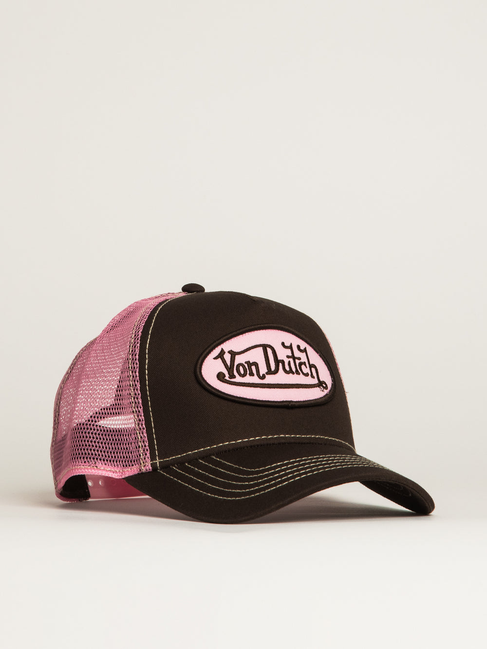 VON DUTCH STAPLE TRUCKER HAT - BLACK PINK