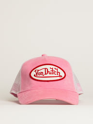 VON DUTCH VELVET TRUCKER HAT - PINK